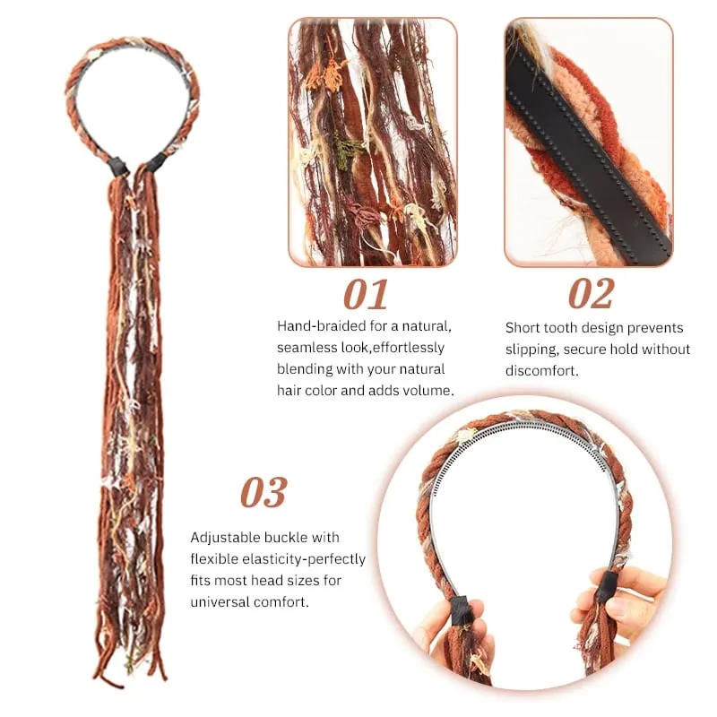 Plush Maillard Colored Long Tassel Headband Bohemian Hair Accessory Suitable for Women's Parties