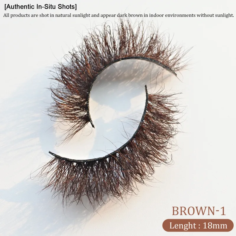 `Dark Brown 3D Mink False Eyelashes Fluffy Wispy Volume Strip Lashes Soft Handmade Brown Mink Lashes Natural Makeup Eye Beauty T