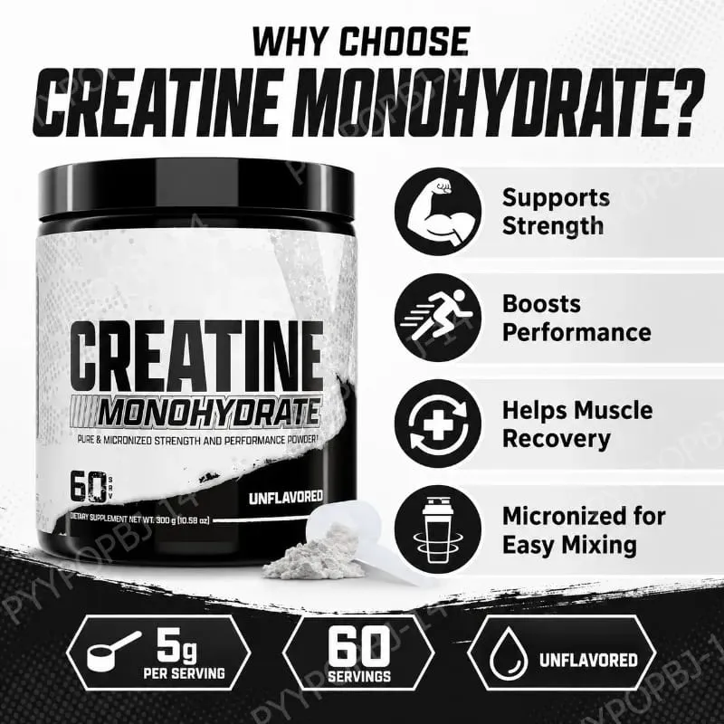 Creatine Monohydrate Powder 5g Per Serving Supports Strength Muscle Recovery Unflavored 60 Servings 300g