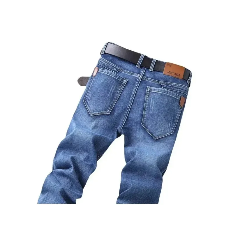 2026 New Men Fashion Straight Jeans Men Stretch Slim Fit Pants Comfortable Soft Business Denim Trousers Male Brand Clothing