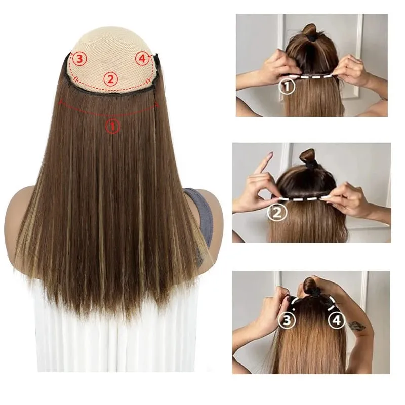 Wig piece for women long straight hair extensions 11 card four piece set synthetic clip hair