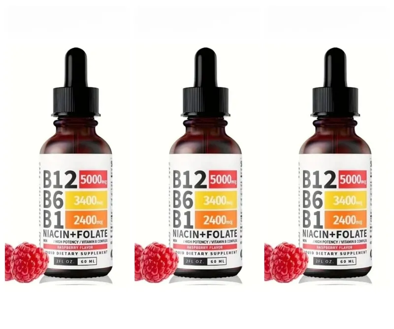 Vitamin B12 Liquid Drops 60ml Raspberry Flavor with Vitamin B6+B1 Etc Multivitamin Support Energy Recovery & Brain Heart Health — image 9