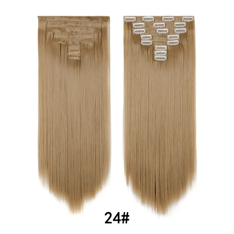 24 Inch 8 Pcs Clip In Hair Extension Straight Hair Extensions for Women Daily Wear Work & Casual Styling Synthetic Hair Pieces