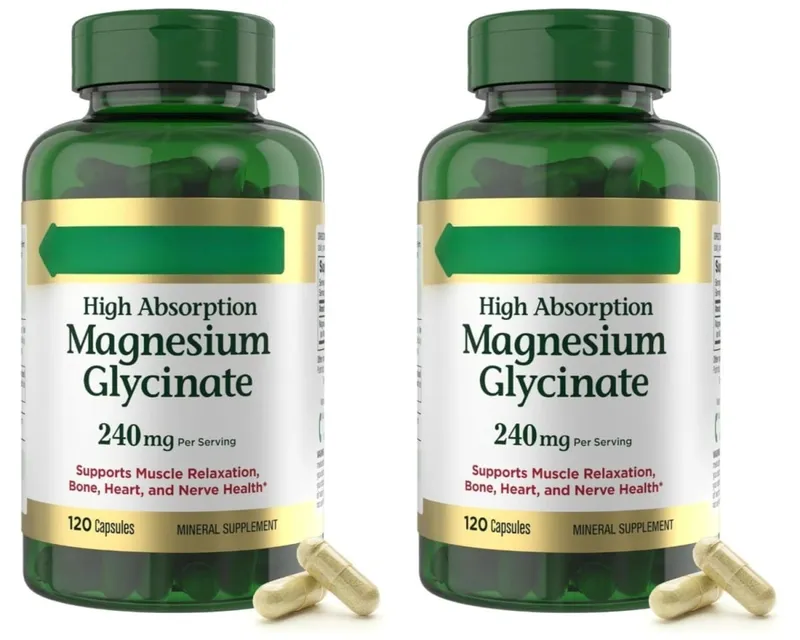 Magnesium Glycinate Capsules High Absorption Supports Muscle Relaxation Supports Bone Health 120 Capsules for Adults