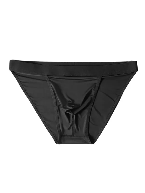 1 Piece Men's Sexy Ultra-Thin Ice Cool High Cut Briefs, Breathable Soft Stretchy Elastic Waistband Casual Daily Underwear
