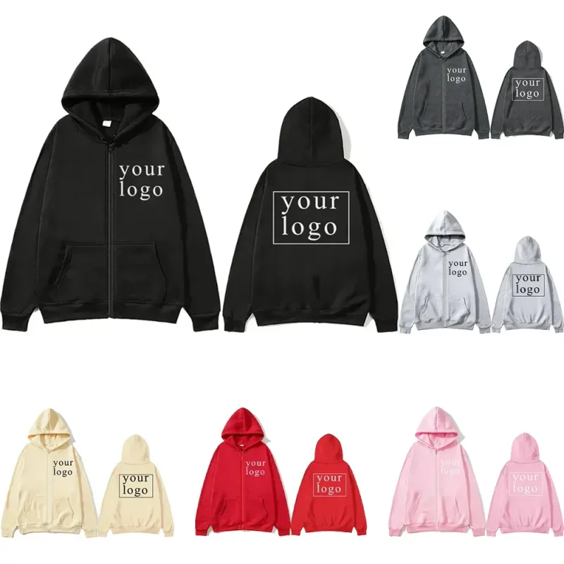 Novo masculino feminino diy zíper cardigan hoodie 2025 nova moda seu próprio design marca logotipo/imagem personalizado em qualquer lugar