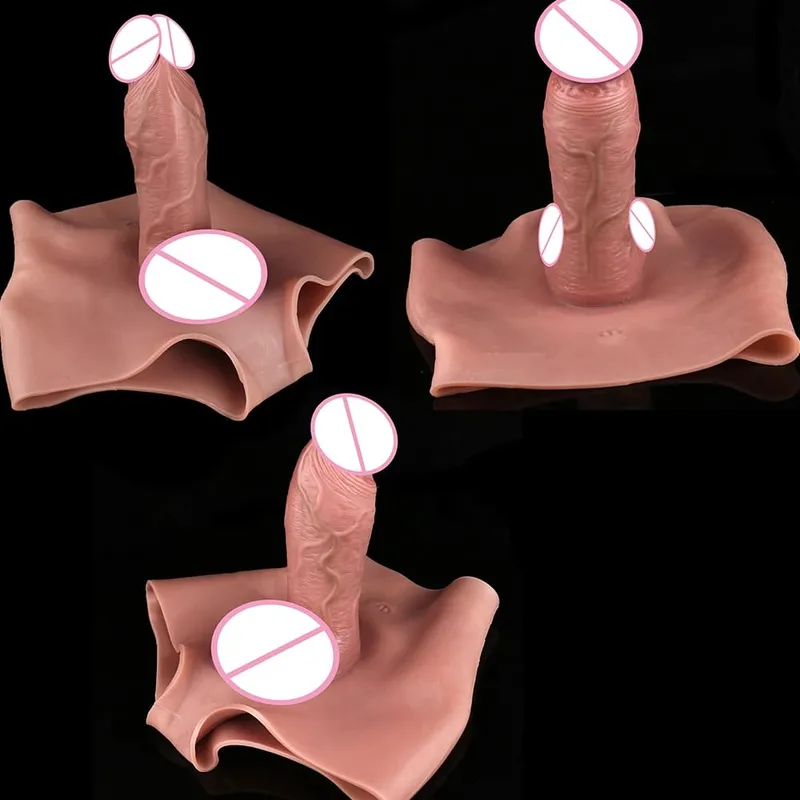 Premium Lifelike Hollow Penis Sleeve Pants Male Enhancement Thickening Extender with High Waist Panties Strap Adult Sex Toy