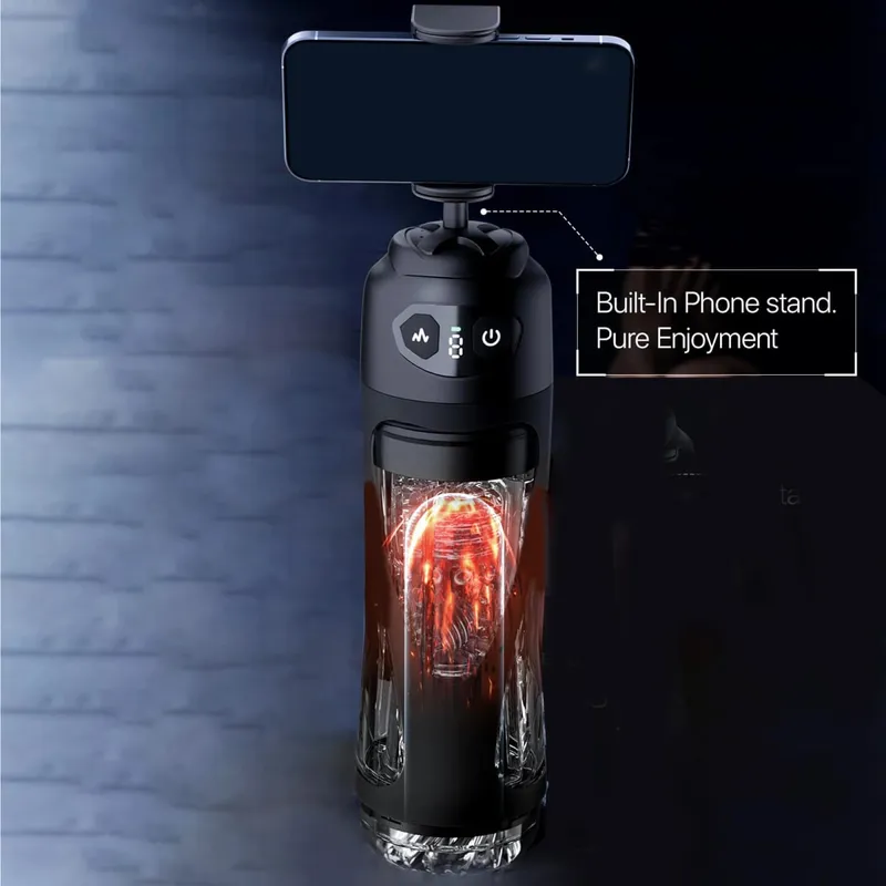 2026 Automatic Licking Sucking Male Masturbator AI Sync Male Stroker Penis Pump Blowjob Adult Toy Pocket Pussy with Phone Holder