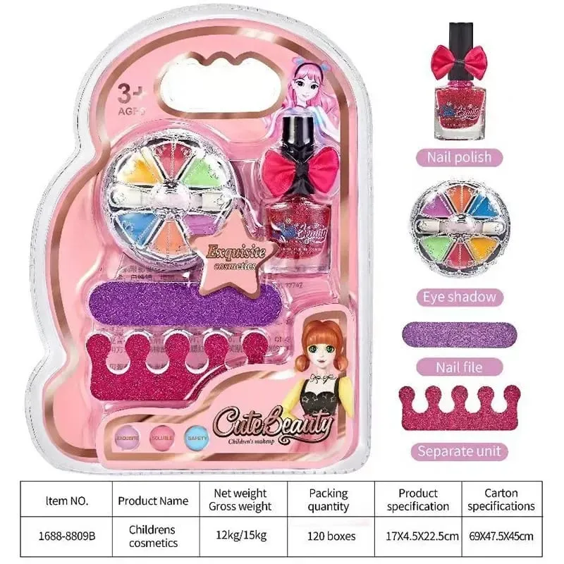 Sada dětského make-upu Lesk na rty Lesk na rty Oční stíny Pilník na nehty Netoxický Makeup Princess Girl Kosmetika omyvatelný vánoční dárek pro dítě