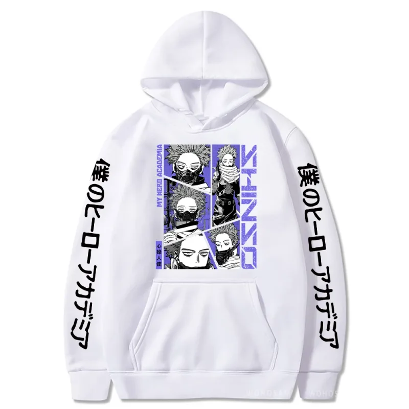 Anime My Hero Academia Hoodies Shinso Hitoshi Print Pullover Sweatshirts Harajuku Cartoon Style Crewneck Women Men Street Hoody
