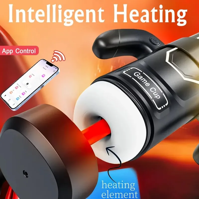 Male Masturbator Cup With 6 Thrusting & 3 Sucking And 9 Vibration Modes With Heating & Pronunciation & Gamepad Sex Toys for Men