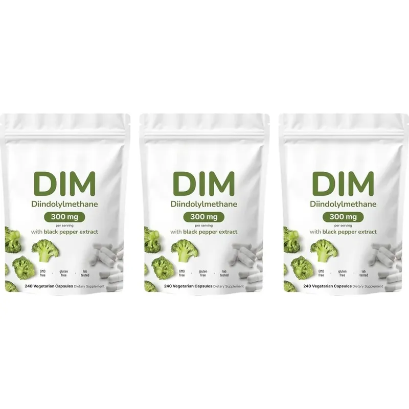 DIM Diindolylmethane Vegetarian Capsules with Black Pepper Extract GMO Free Gluten Free 240 Capsules