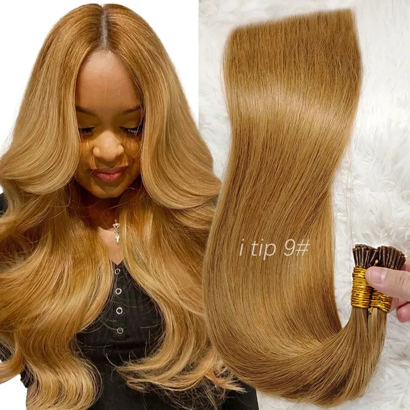 Human Hair I Tip 100% Human Hair Extensions Keratin Straight Brazilian Remy Human Hair Natural Capsule Hair Extension 30 Inch