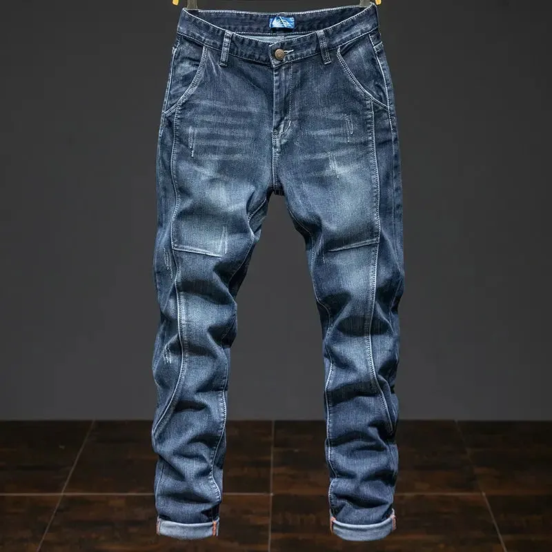 Skarvning Elastisk Stor storlek Lös elastiska jeans Herr Höst Koreansk Trend Byxor Herr Harlan Denim Byxor Herr Bootcut Jeans