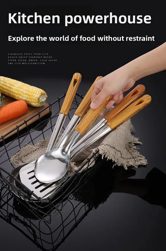 Stainless Steel Spatula Spoon Wood Handle Cooking Shovel Ladle Kitchen Utensils Baking Cooking Tools Kitchenware Cookware — image 7