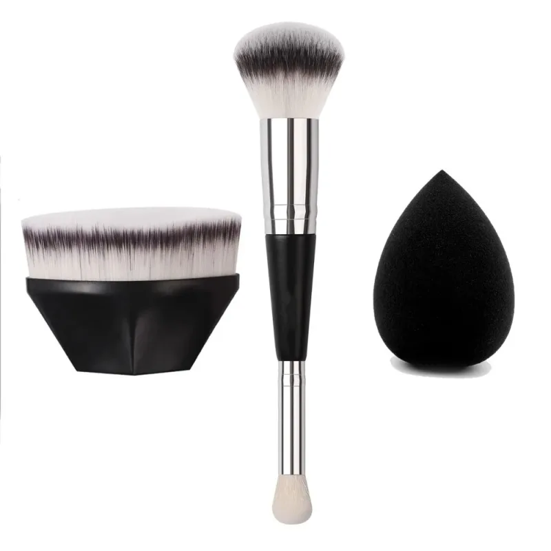 Rounded Taperd Dual-ended Foundation Brush Short Hair Flawless Makeup Brushes Oblique Concealer Brush for Liquid Cream Powder