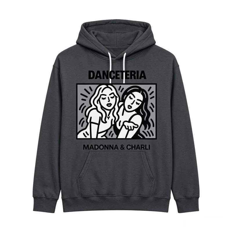 2026 Madonna Charli XCX Danceteria Hoodie Line Art Grafiskt tryck Unisex tröja Huvtröja Popmusik Fan Casual Toppar