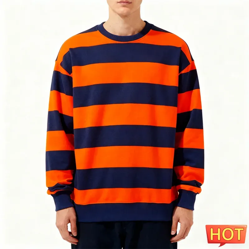 Sweat-shirt graphique à rayures simples pour hommes, tendance, manches longues, imprimé en 3D, laid, décontracté, surdimensionné, hauts — image 9