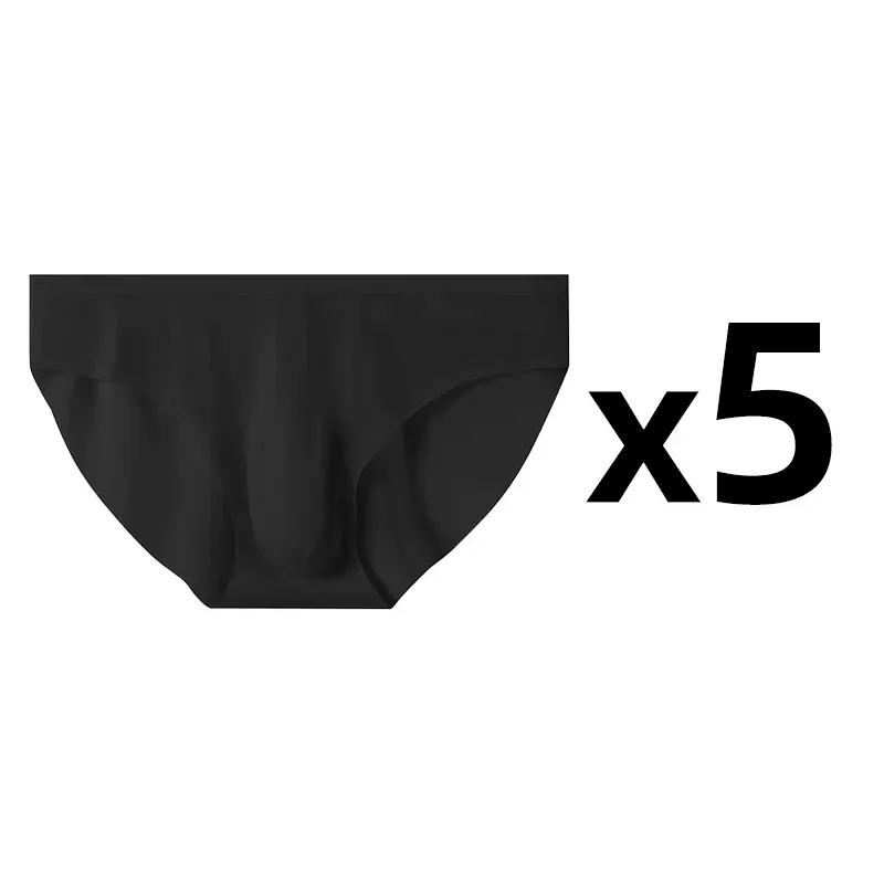 5 Pairs/Lot Men's Ultra-thin Panties Ice Silk Briefs Summer Transparent Seamless Sexy Quick-drying Breathable Underwear Briefs