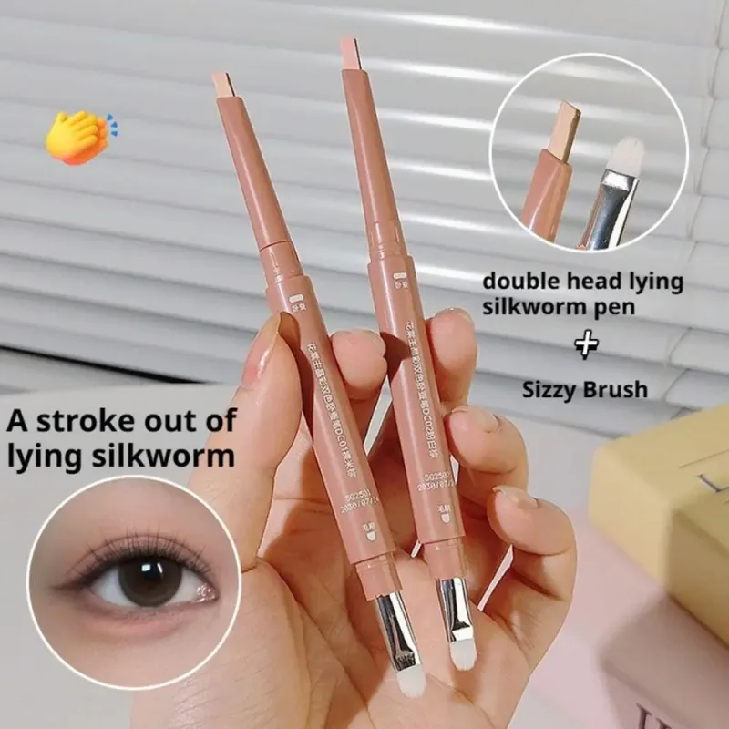 2 in 1 Double-headed Eye Bag Pen Brightens Shadows Waterproof Anti-smudge Long-lasting 3D Eye Bag Brightening Natural Eye Makeup