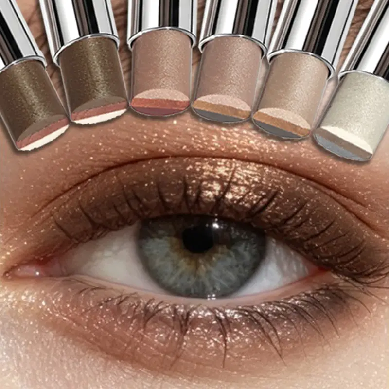 Tricolor Eyeshadow Stick Glitter Highlight Contour Shadow Stick Eye Makeup Waterproof Lasting Shimmer Metallic Eyeshadow Makeup