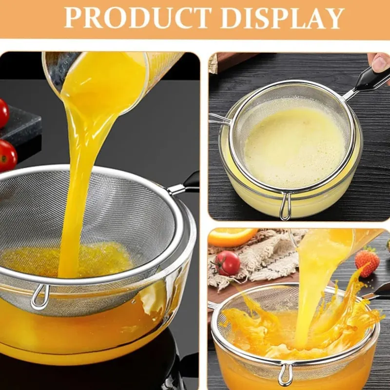 Premium Fine Mesh Strainer for Your Festive Kitchen - Versatile 6.3 Inch Stainless Steel Sieve for Fruits Broths and Baking Prep