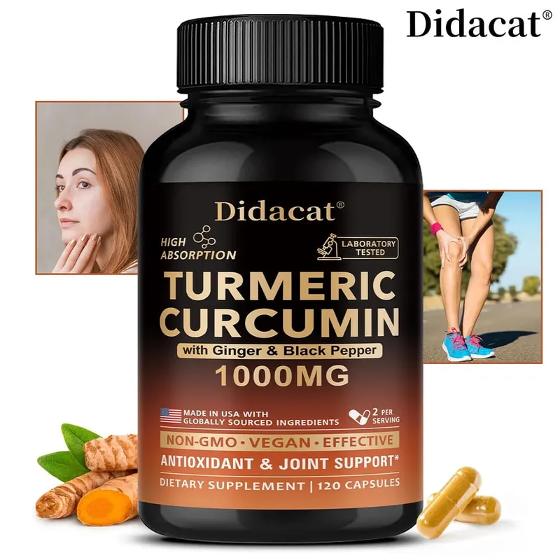 Turmeric Curcumin with Ginger & Black Pepper 1000mg High Absorption Antioxidant & Immune Support 30/60/120 Capsules — image 2