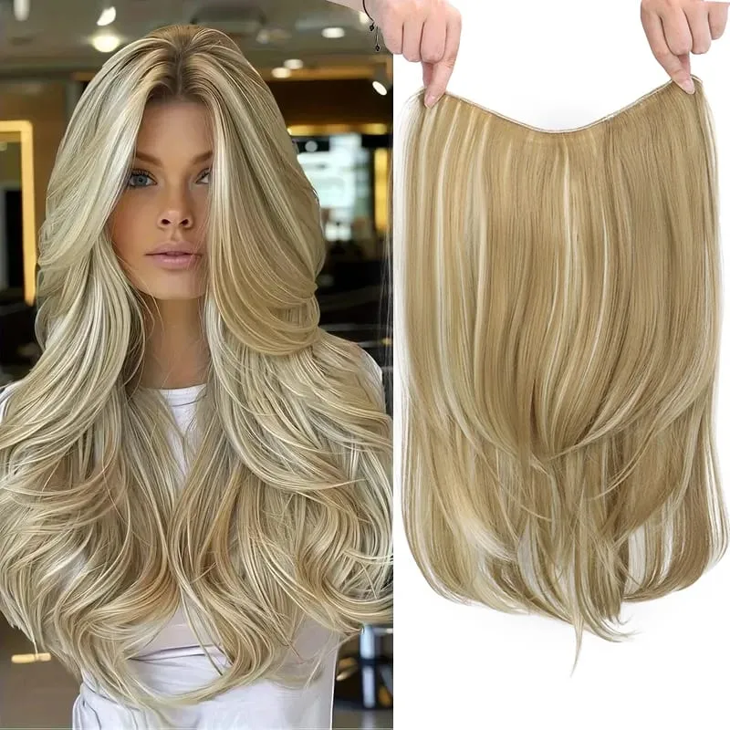 22Inch Synthetic Long Straight Multi Layer Hair Extension BB Clip Style Fiber Hairpiece for Women Daily Wear Confident Elegant
