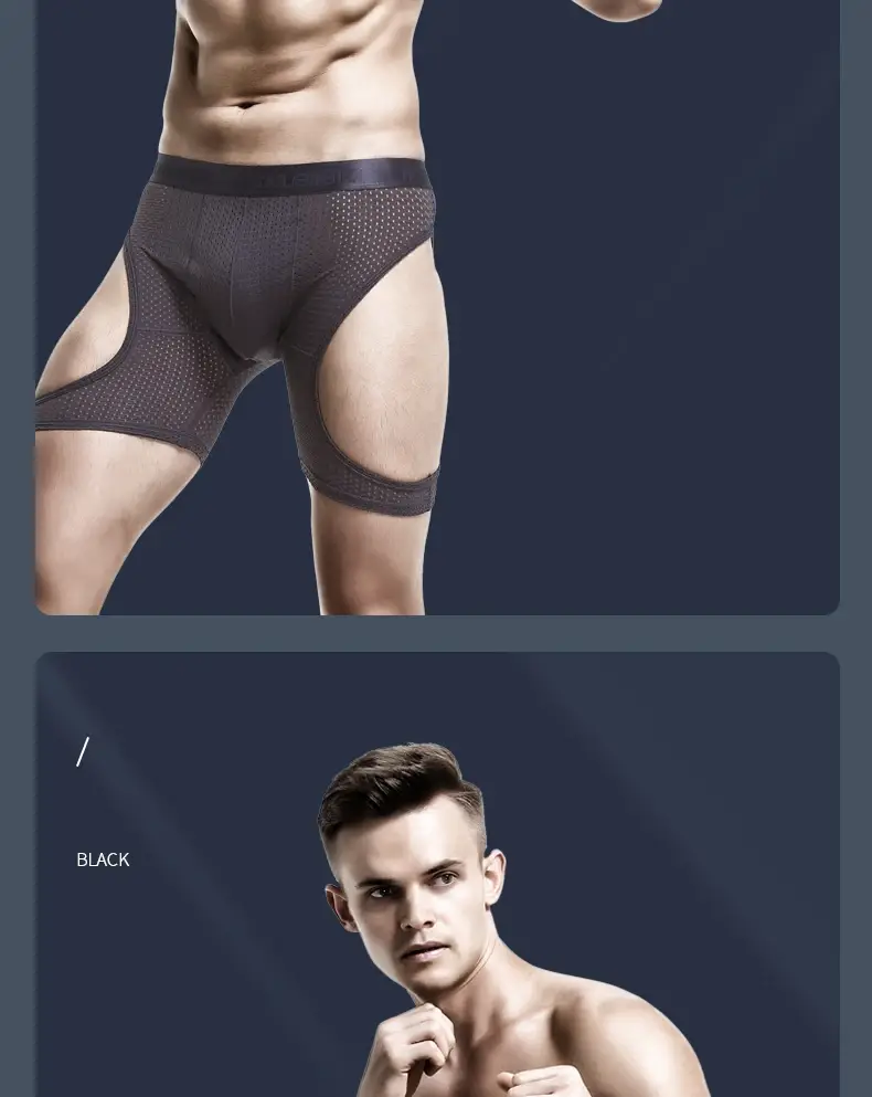 Roupa interior esportiva masculina de fitness gelo seda fina treinamento secagem rápida corrida estendida anti-desgaste perna não vestindo cuecas boxer