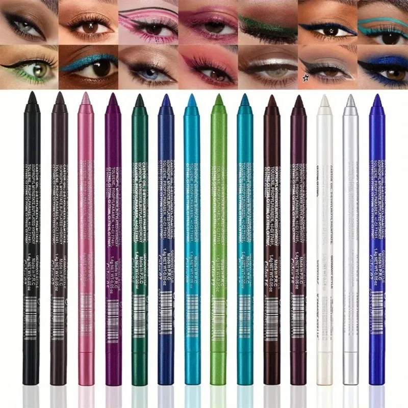 17 Farben Perlglanz-Eyeliner-Stift, bunt, wasserdicht, langlebig, matt, glatt, leicht zu tragen, Lidschatten, Eyeliner-Stift, Augen-Make-up