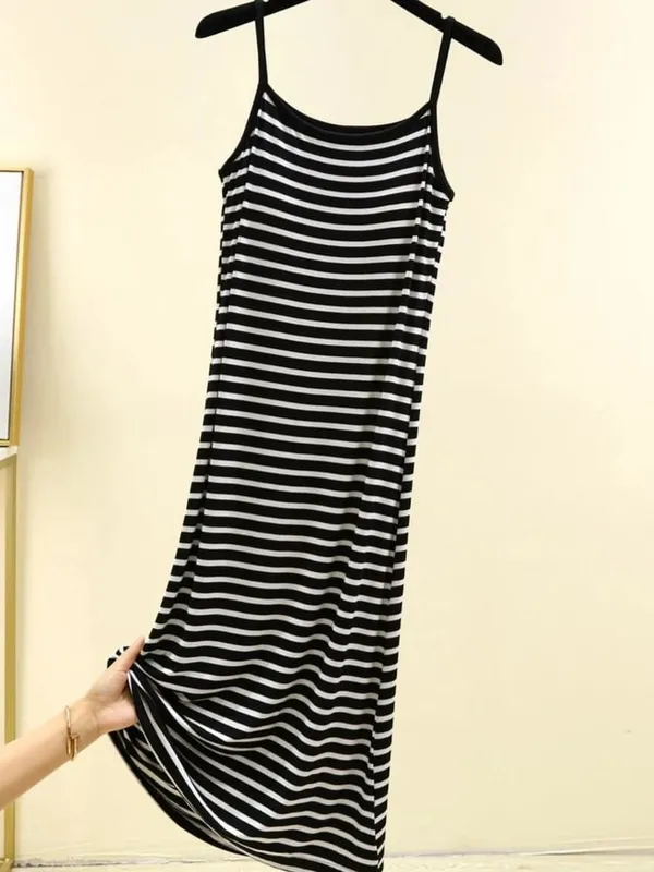 Summer Sleeveless Striped Sundress Women Casual Backless Slip Dress Vacation Trendy Long Maxi Dresses Fashion Comfortable Casual — image 1