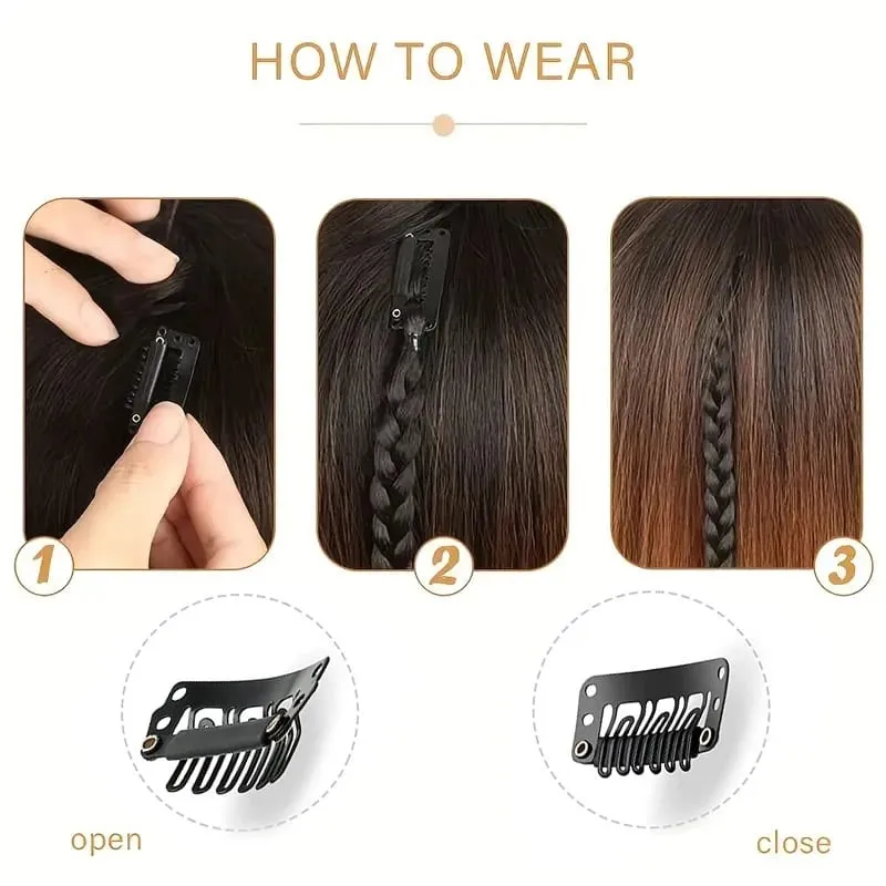 20Inch Synthetic 4pcs/set Y2K Style Clip-In Braided Hair Extension Perfect for Women'S Festival And Halloween Cosplay Hair
