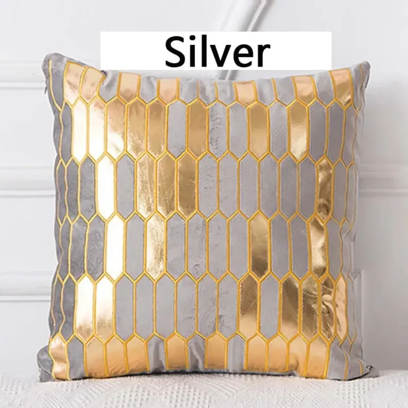 45x45cm Luxury Velvet Cushion Cover Bronzing Soft Decorative Pillow Set for Bedroom Sofa Home Decoration