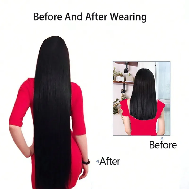 JKL Synthetic 5 Clip In Hair Extensions Long Straight Hairstyle Hairpiece Black Brown Blonde 80CM Natural Fake Hair For Women