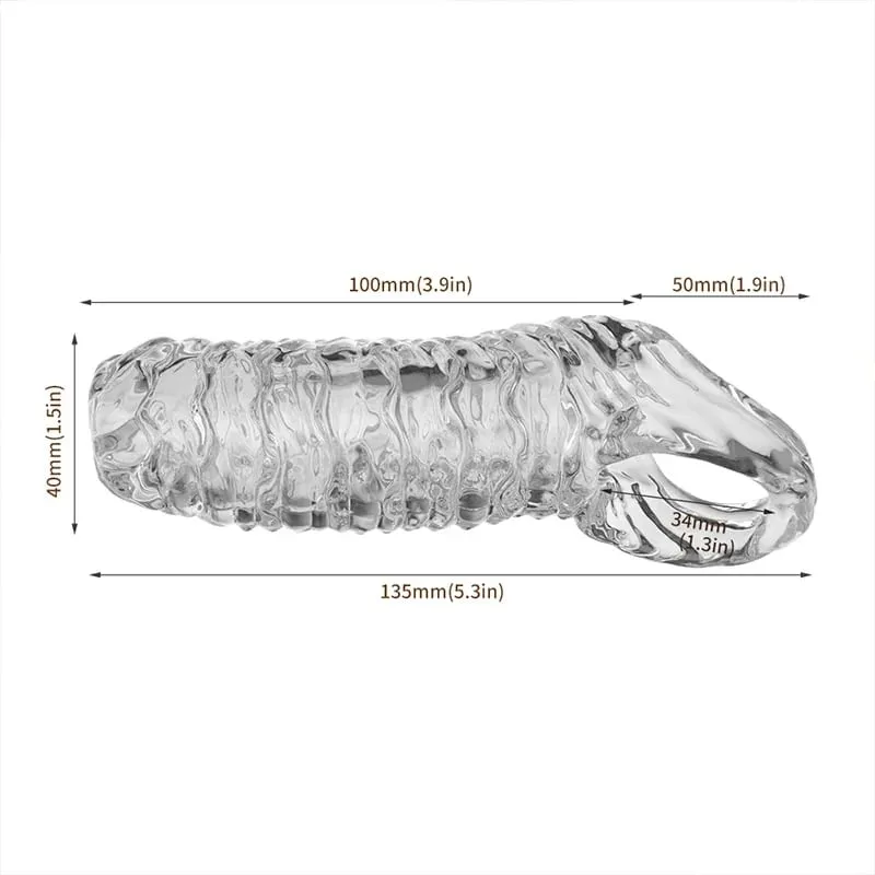 Men Penis Extender Sleeve Reusable Comdom Delay Ejaculation Penis Sleeve Dick Male Dildo Sex Toys for Men Adult 18+ Erotic Goods