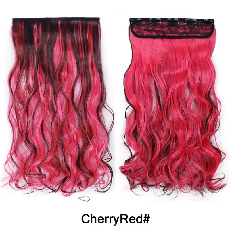 Water Wavy Clip in Hair Extension Synthetic Hair Highlight Silky Soft Natural Look with Invisible Lace Weft Hairpieces for Women