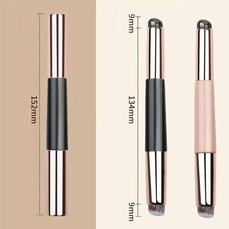 2-in-1 Dual-End Silicone Lip Brush Concealer Brush with Cap Portable Round Head Multi-Function Lipstick Makeup Brush Beauty Tool