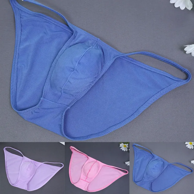 1pc Men Ribbing High Fork Underwear Brief U Convex Pouch Low Rise Panties Solid Color Breathable Comfortable Underpants