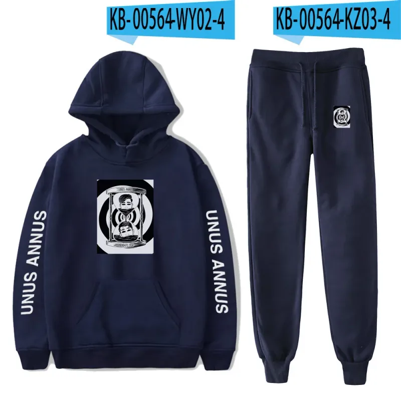 Popular Comfortable Unus Annus Print Sweatshirt Sweatpants Suit Hoodies+ Trousers Suit Boys/Girls 2 Piece Set Clothes