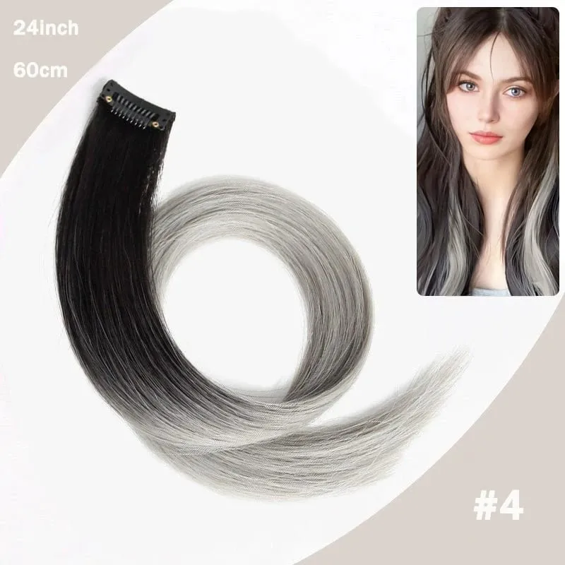 Hair Clips Hair Extensions Wig Synthetic Long Straight Gradient Color Clip-in Hair piece Hair Clips for Hair for Women Wear — image 10