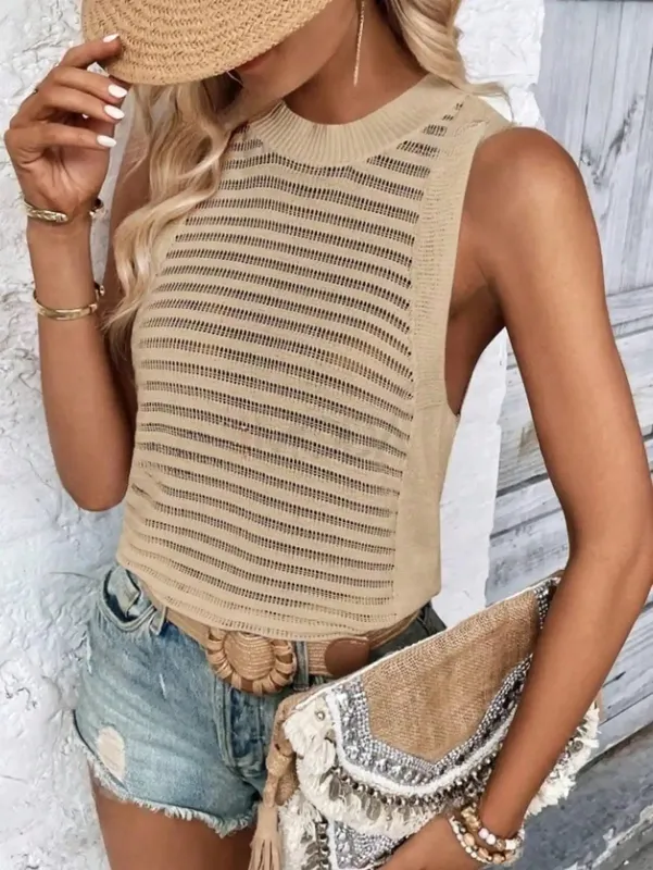 Women's Solid Color Knitted Sleeveless Top