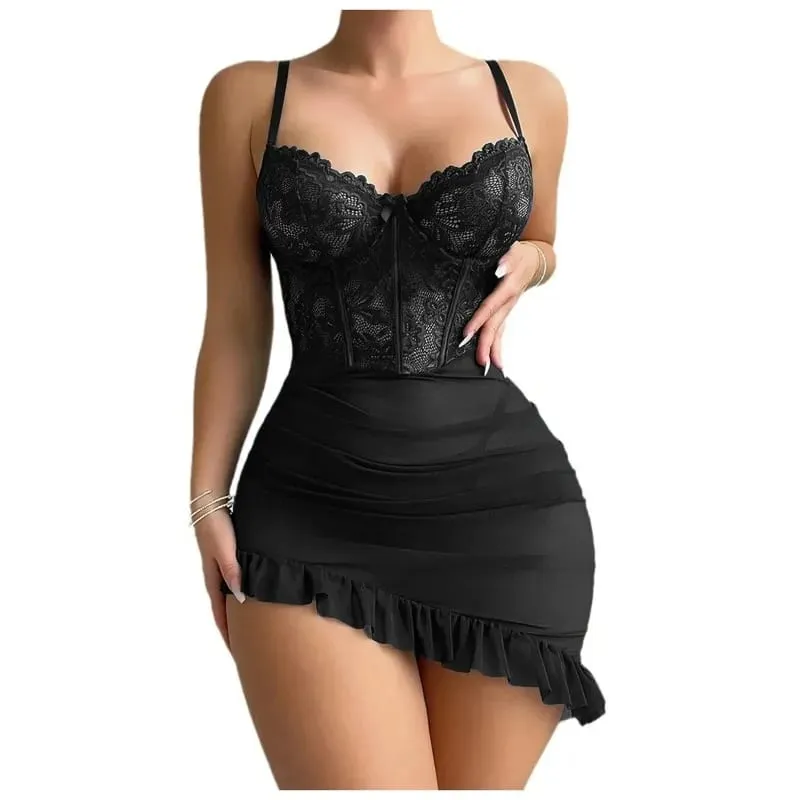 Women's Lace See Through Underwire Bra Set Sensual Intimate Nightdress Pajamas for Nightwear & Special Occasions — image 6