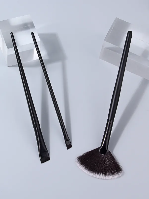 3PCS Fan Highlighter Brush Angled Eyebrow Eyeliner Makeup Brushes Set Soft Synthetic Hair Precise Eye Face Cosmetic Brushes