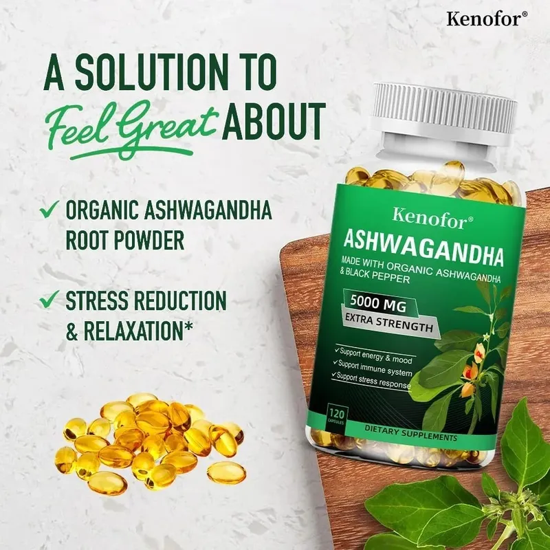 Organic Ashwagandha Extract Capsule Ashwagandha Supplement Help Stress Focus Brain Energy Support Sleep Health