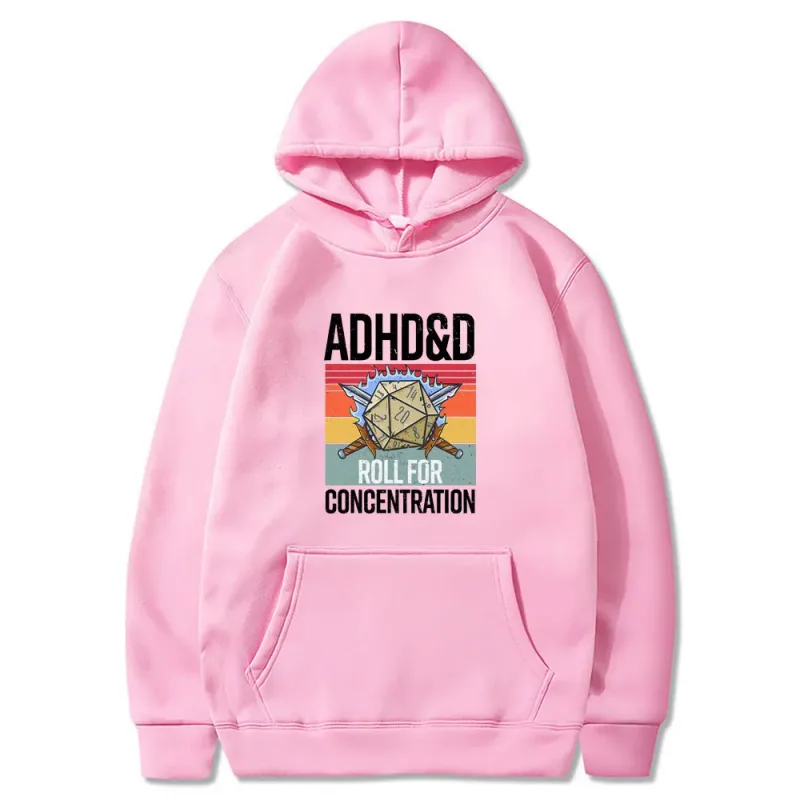 Roll for Concentration 2025 Funny Gamer Dungeons DM RPG Dice Dragon Tops Men Women Cotton Vintage Sweatshirts and Hoodies