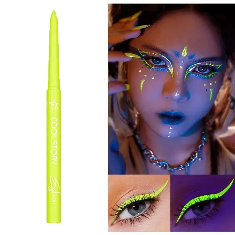 12-farbiger UV-fluoreszierender Eyeliner-Gelstift, wasserdicht, schnell trocknend, neonfarbener bunter Eyeliner, Weiß, Blau, Lila, Musik, Party, Augen-Make-up