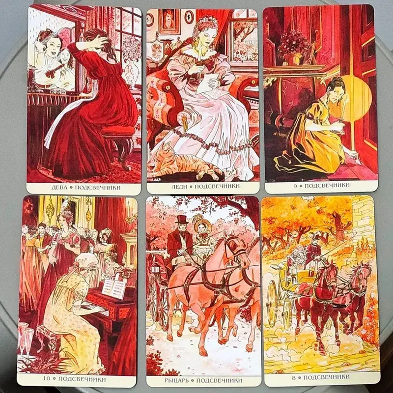 Jane Austen Tarot Deck 10.3*6cm in Russian Language 78 Cards Regency Era Illustrated Tarot Cards Classic Novel Tarot