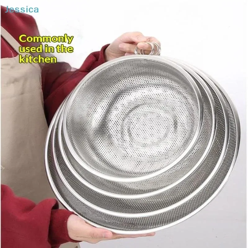 ♥Stainless Steel Kitchen Hole Dense Mesh Sifter Colander Strainer Sieve Baskets for Washing Fruits/Vegetables/Rice — image 2