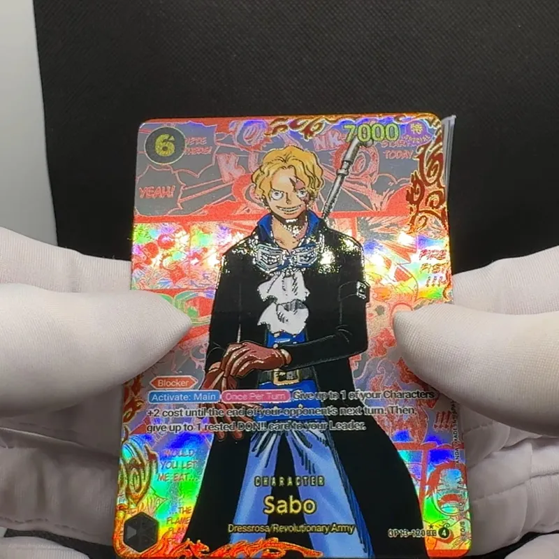 One Piece TCG OPCG English Leader Card OP13 Red Manga Card Luffy Ace Sabo OP13-118 OP13-119 OP13-120 Textured Foil Proxy Card