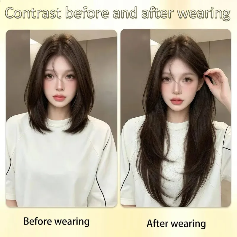 Synthetic High-layer Inward Curl Wig Extensions One-Piece Ultra-thin Invisible Hair Extension For Girl Party Halloween Christmas